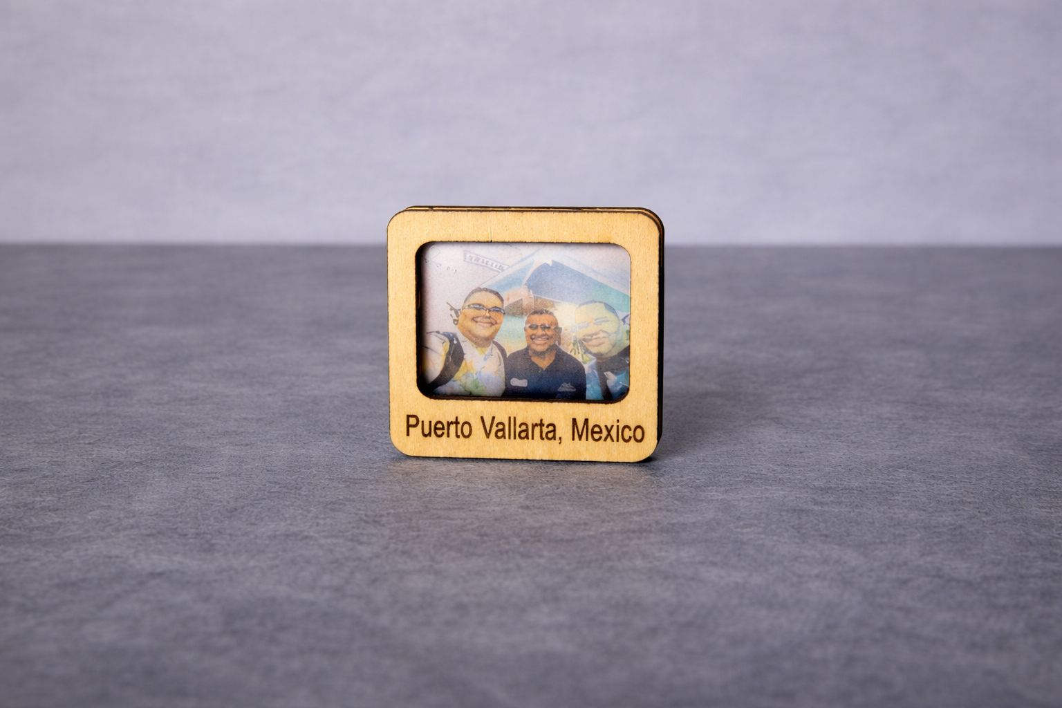 Personalized Mini Travel Frame – Puerto Vallarta Mexico Custom Engraved Wood personalized mini travel frame puerto vallarta mexico custom engraved wooden photo frame